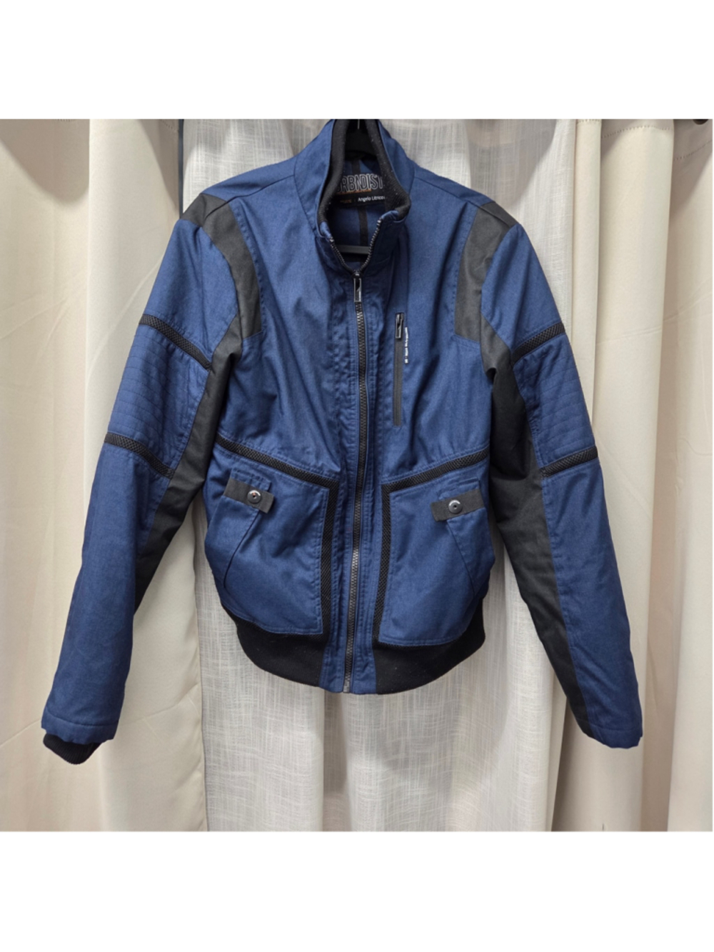 Angelo Litrico Urban District Blue Colorblock Moto Bomber Jacket Men's Size L